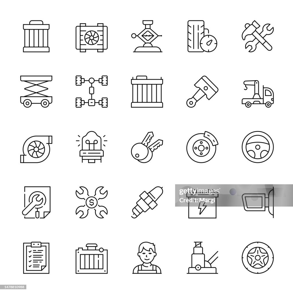 Line Icon Set of Car Service