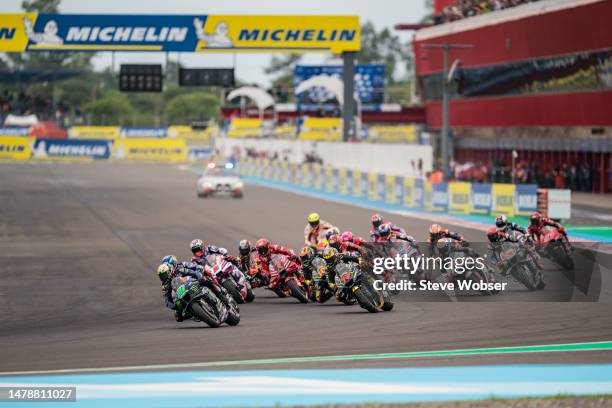 Sprint start - MotoGP riders at turn one during the Sprint of MotoGP Gran Premio Michelin de la República Argentina at Autodromo Termas de Rio Hondo...