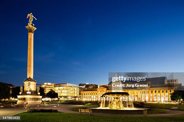 schlossplatz at dusk - stuttgart panorama stock pictures, royalty-free photos & images