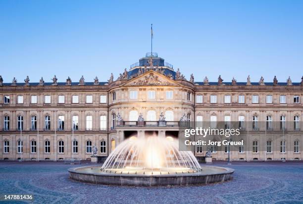 neues schloss (new palace) at dusk - stuttgart schloss stock pictures, royalty-free photos & images