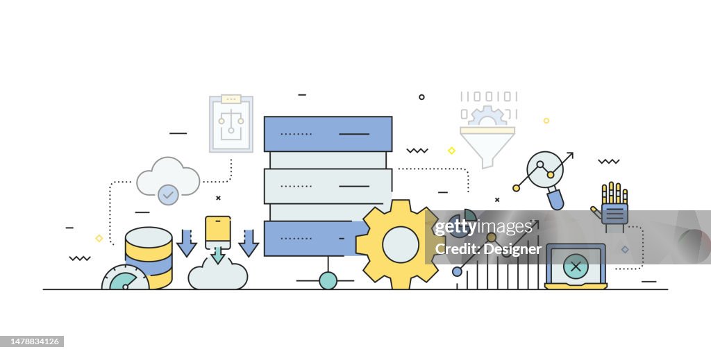 BIG DATA Related Line Style Banner Design for Web Page, Headline, Brochure, Annual Report and Book Cover
