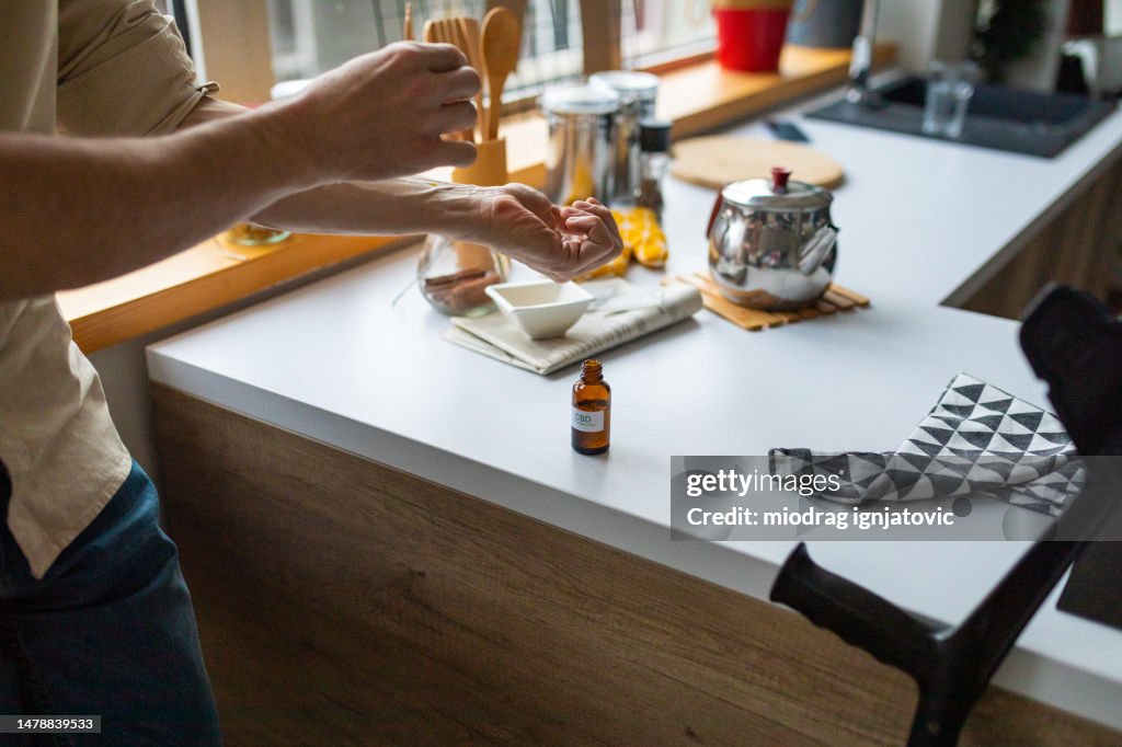 Man using CBD oil
