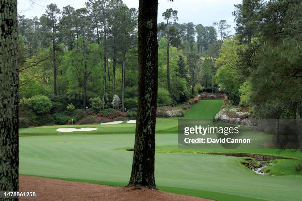 General view looking back from the fairway of the new men's tournament tee back in the trees on the par 5, 13th hole during the final round of the...
