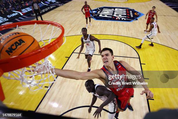 Vladislav Goldin of the Florida Atlantic Owls reaches for the rebound against the San Diego State Aztecs in the second half during the NCAA Men’s...