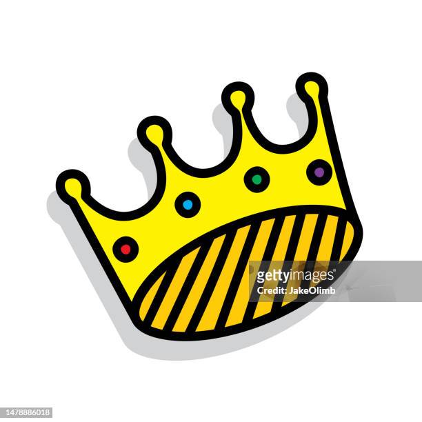 crown doodle 6 - medieval queen crown stock illustrations