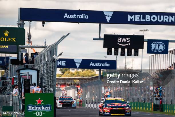 Broc Feeney driver of the Red Bull Ampol Racing Chevrolet Camaro ZL1 during race 4 of the Beaurepaires Melbourne 400, part of the 2023 Supercars...