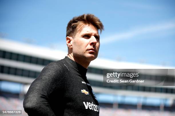 Will Power, driver of the Verizon Team Penske Chevrolet, looks on during qualifying for the NTT IndyCar Series PPG 375 - Practice at Texas Motor...