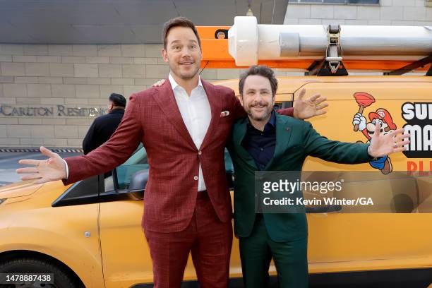Chris Pratt and Charlie Day attend a Special Screening of Universal Pictures' "The Super Mario Bros." at Regal LA Live on April 01, 2023 in Los...