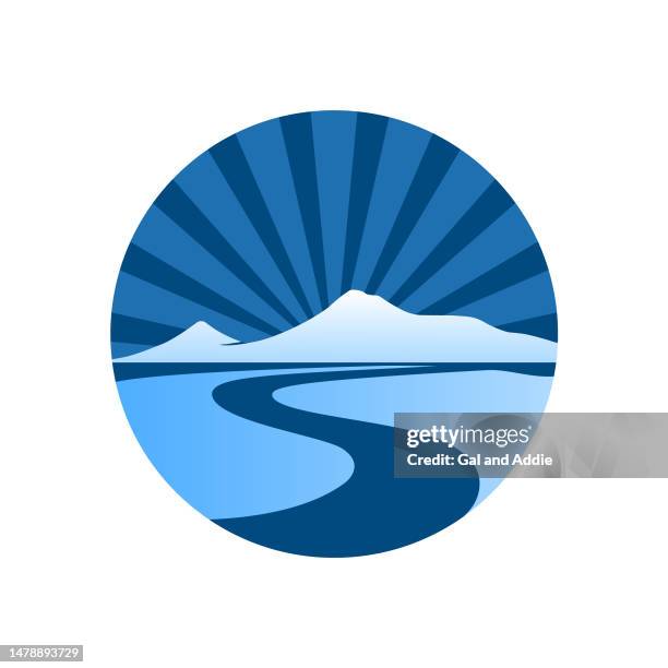 winter landscape with mount ararat - dormant volcano stock illustrations