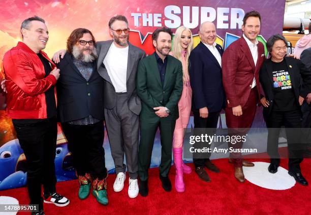 Sebastian Maniscalco, Jack Black, Seth Rogen, Charlie Day, Anya Taylor-Joy, Chris Melendandri, CEO of Illumination, Chris Pratt and Nintendo's...