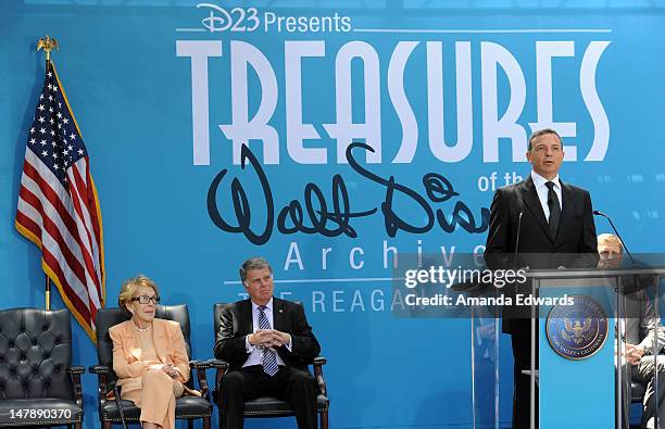 Former First Lady Nancy Reagan, Archivist of the United States David Ferriero, Walt Disney Company Chairman and CEO Bob Iger and Head of Walt Disney...