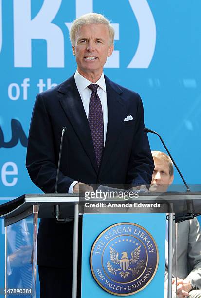 Chairman of the Board of Trustees of the Ronald Reagan Presidential Foundation Frederick J. Ryan Jr. Attends the grand opening of D23 Presents...
