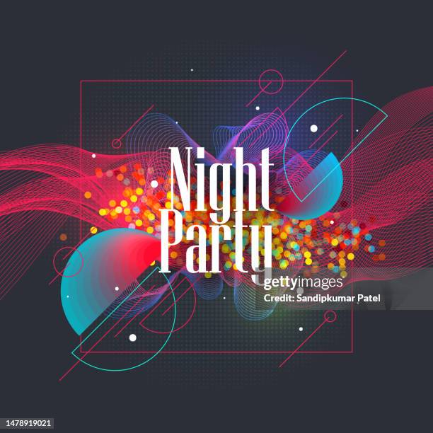 party flyer poster. futuristic club flyer design template. - the beat the chic party stock illustrations