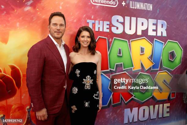 Chris Pratt and Katherine Schwarzenegger attend a Special Screening of Universal Pictures' "The Super Mario Bros. Movie" at Regal LA Live on April...