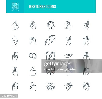 Hand Gestures Icons Editable Stroke Hand Gestures Icons Editable Stroke