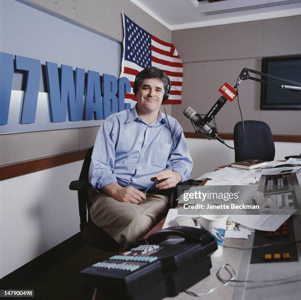 Conservative talk show host Sean Hannity in the WABC studio, New York City, 2002.