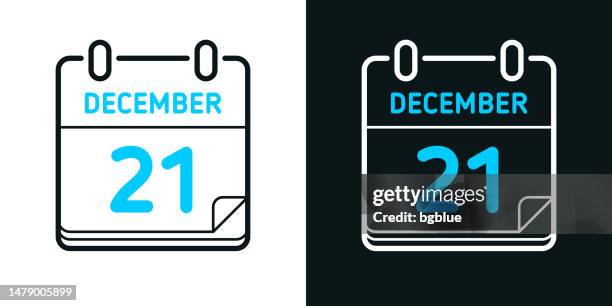 december 21. bicolor line icon on black or white background - editable stroke - december 21 stock illustrations