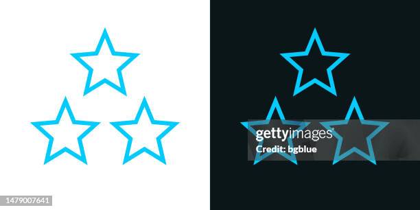 three stars. bicolor line icon on black or white background - editable stroke - three stars stock illustrations