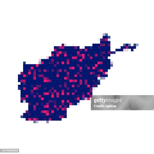 afghanistan map in pixels on white background - afghanistan kabul illustration stock illustrations