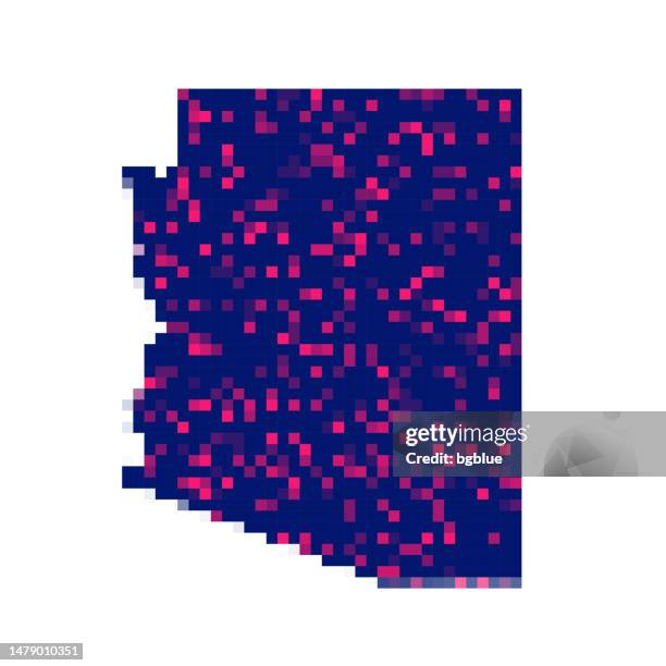 arizona map in pixels on white background - phoenix stock illustrations