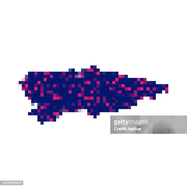 karte von asturien in pixeln auf weißem hintergrund - oviedo stock-grafiken, -clipart, -cartoons und -symbole
