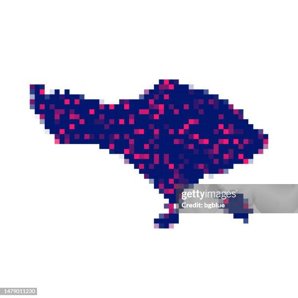 bali map in pixels on white background - denpasar stock illustrations