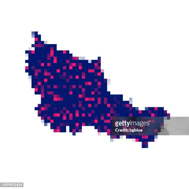 belle-ile-en-mer map in pixels on white background - bay of biscay stock illustrations