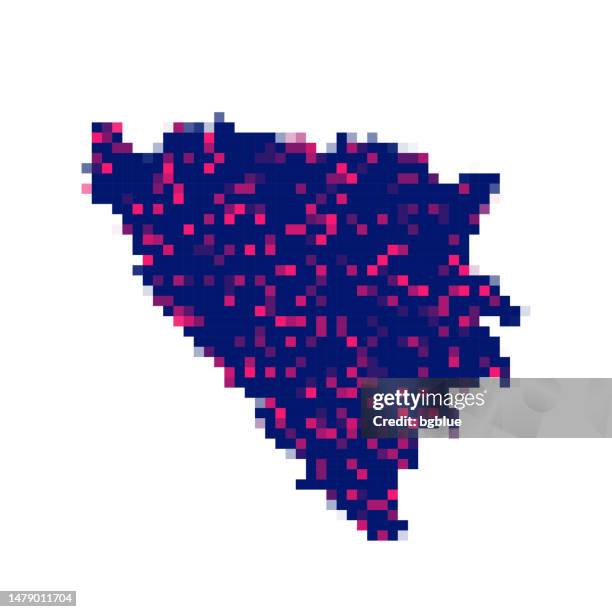 bosnia and herzegovina map in pixels on white background - sarajevo stock illustrations