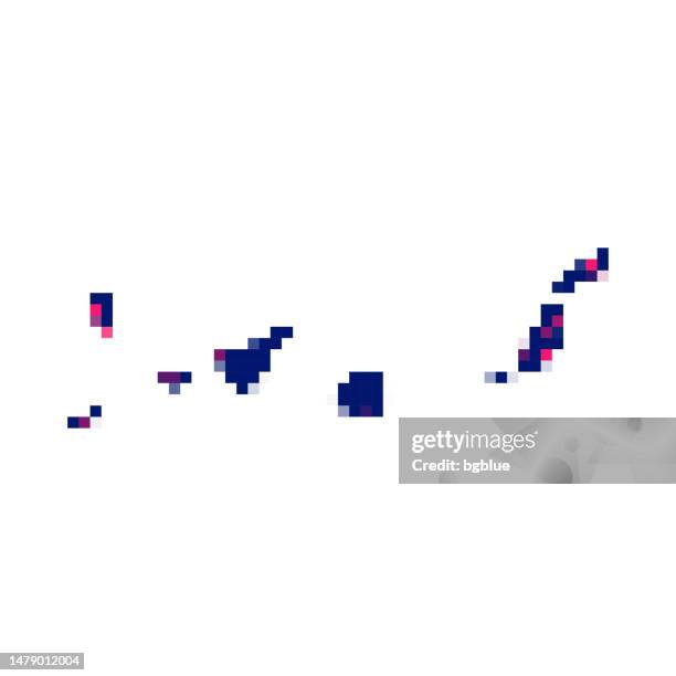 canary islands map in pixels on white background - gran canaria stock illustrations