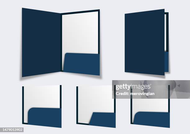 blue file folder mockup - corporate stationary mockup stock illustrations