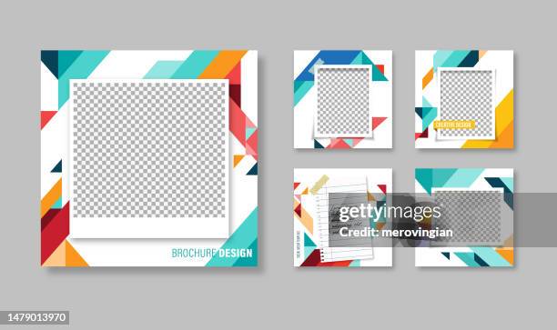 brochure flyer template layout design - social media post template stock illustrations