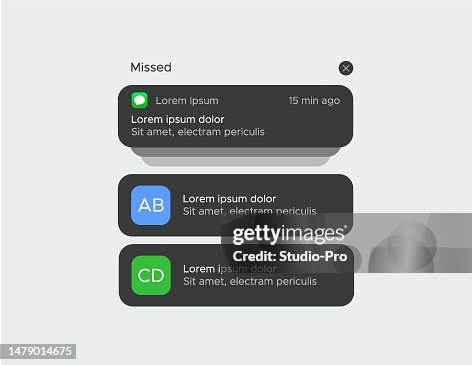 Push notification black theme template mockup Push notification black theme template mockup