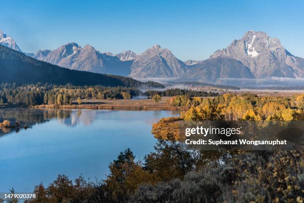 oxbow bend peak autumn color in october - oxbow bend stock pictures, royalty-free photos & images