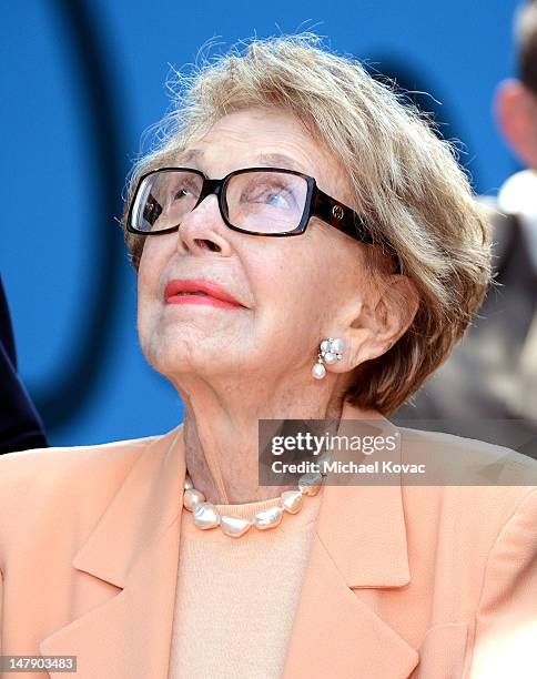 Nancy Reagan attends The Grand Opening of D23 Presents Treasures of The Walt Disney Archives on July 5, 2012 in Simi Valley, California.