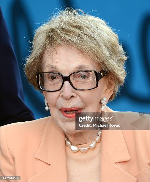 Nancy Reagan attends The Grand Opening of D23 Presents Treasures of The Walt Disney Archives on July 5, 2012 in Simi Valley, California.