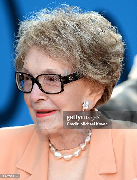 Nancy Reagan attends The Grand Opening of D23 Presents Treasures of The Walt Disney Archives on July 5, 2012 in Simi Valley, California.