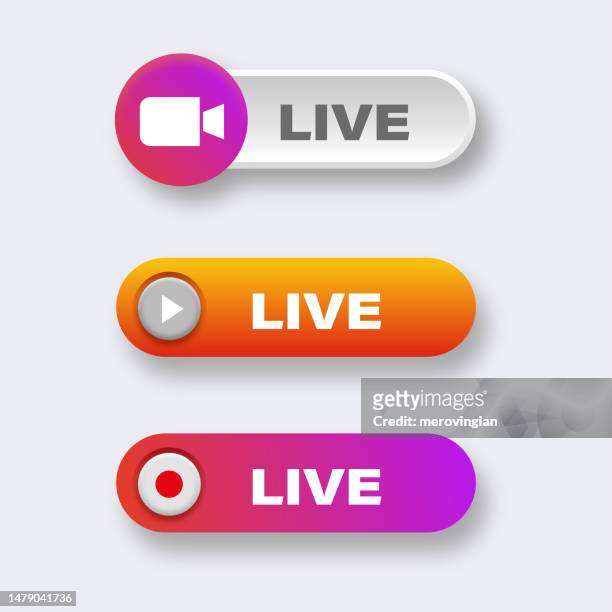 stockillustraties, clipart, cartoons en iconen met live streaming icon set. broadcasting, online video and podcasts - facebook logo