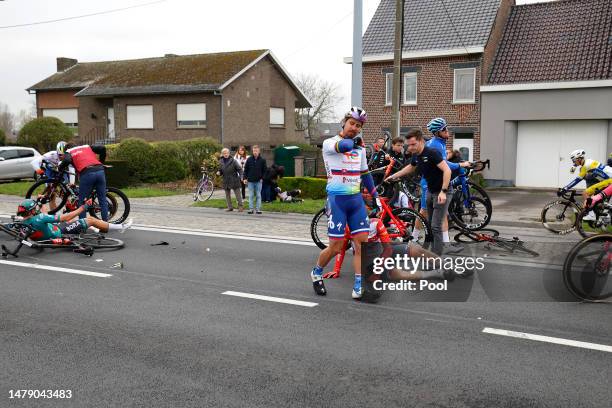 Peter Sagan of Slovakia and Team TotalEnergies after being involved in a crash during the 107th Ronde van Vlaanderen - Tour des Flandres 2023, Men's...