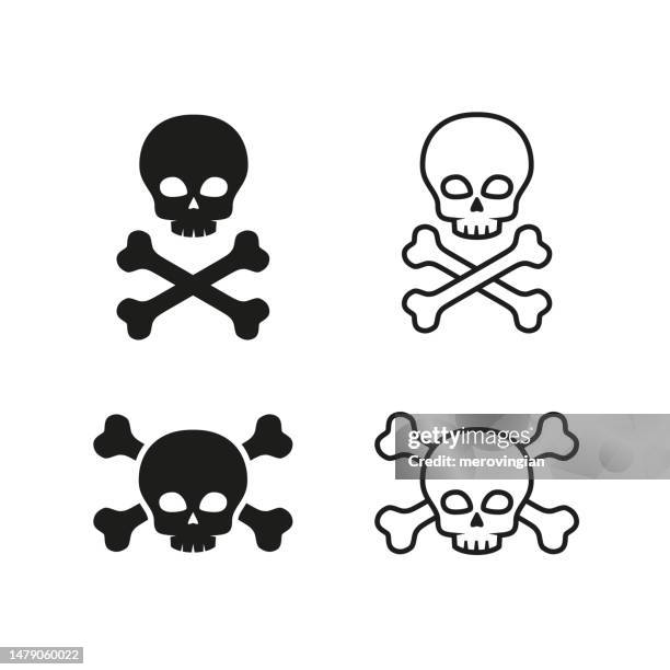 skull icon set. poisonous substances symbols - skull stock illustrations