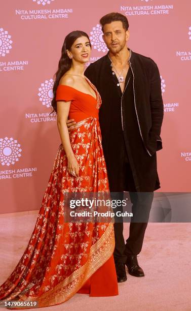 Saba Azad and Hrithik Roshan attend the launch of Nita Mukesh Ambani Cultural Centre on April 01, 2023 in Mumbai, India