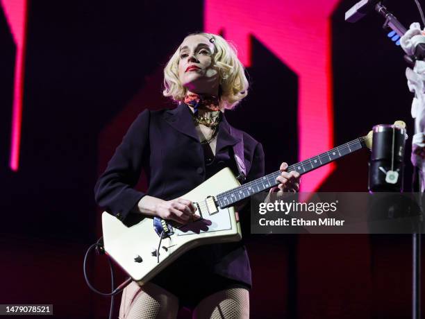 Recording artist St. Vincent performs at Allegiant Stadium on April 01, 2023 in Las Vegas, Nevada.