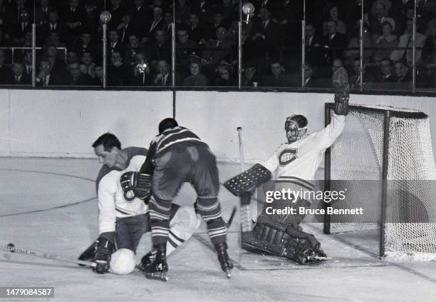 Jacques Plante of the Montreal Canadiens skates in NHL action circa 1970 in New York, New York.