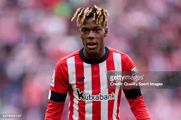 Nico Williams of Athletic Club looks on during the LaLiga Santander match between Athletic Club and Getafe CF at San Mames Stadium on April 01, 2023...
