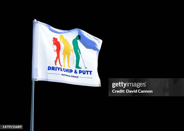 Drive Chip Putt pin flag flutters in the breeze during the Drive, Chip and Putt Championship at Augusta National Golf Club at Augusta National Golf...