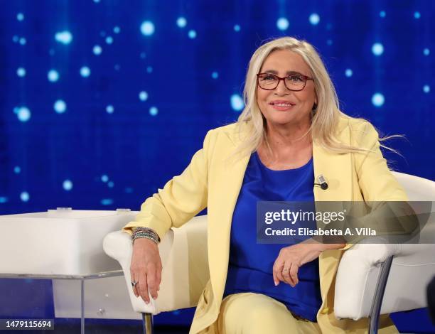 Mara Venier attends the "Domenica In" TV Show at Rai Studios on April 02, 2023 in Rome, Italy.