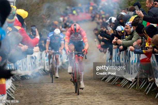 Mads Pedersen of Denmark and Team Trek-Segafredo competes during the 107th Ronde van Vlaanderen - Tour des Flandres 2023, Men's Elite a 273.4km one...