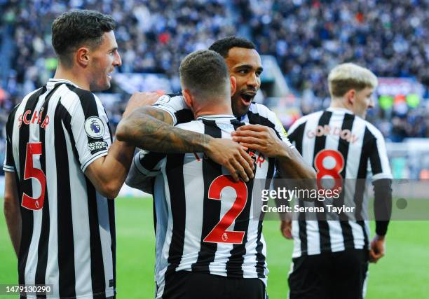 Callum Wilson of Newcastle United celebrates after scoring Newcastles second goal during the Premier League match between Newcastle United and...