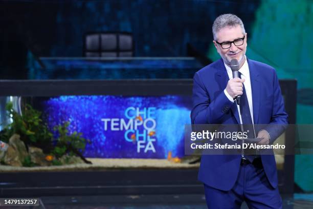 Fabio Fazio attends the "Che Tempo Che Fa" TV Show at Rai Studios on April 02, 2023 in Milan, Italy.
