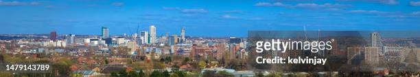 leeds city centre skyline - leeds aerial stock pictures, royalty-free photos & images