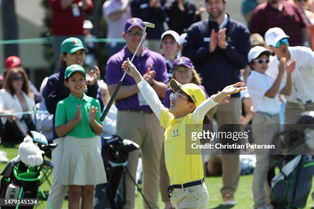 Ashley Kim of the Girls 7-9 group competes during the Drive, Chip and Putt Championship at Augusta National Golf Club at Augusta National Golf Club...
